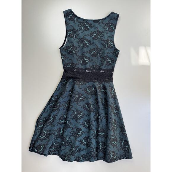 VTG Y2K Deb Womens Stretch Dress Small Green Black Lace Whimsigoth Mall Goth - Picture 11 of 12